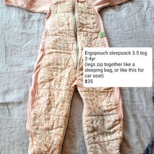 Ergopouch 3.5tog sleepsack, pink, size 2-4yr old